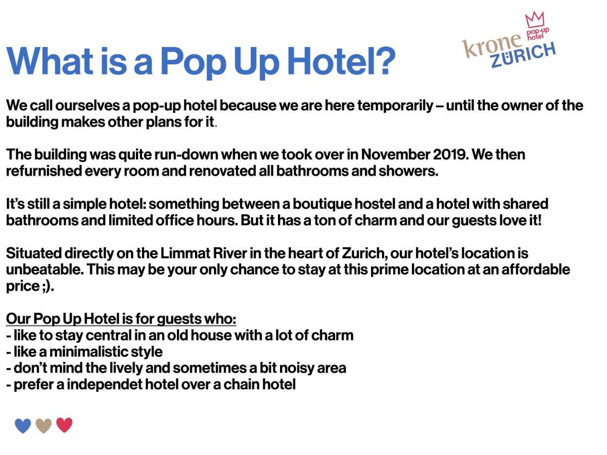 Pop Up Hotel Krone ציריך מראה חיצוני תמונה